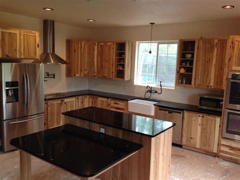 rustic hickory cabinets with black stainless steel appliances|dark rustic hickory kitchen cabinets.